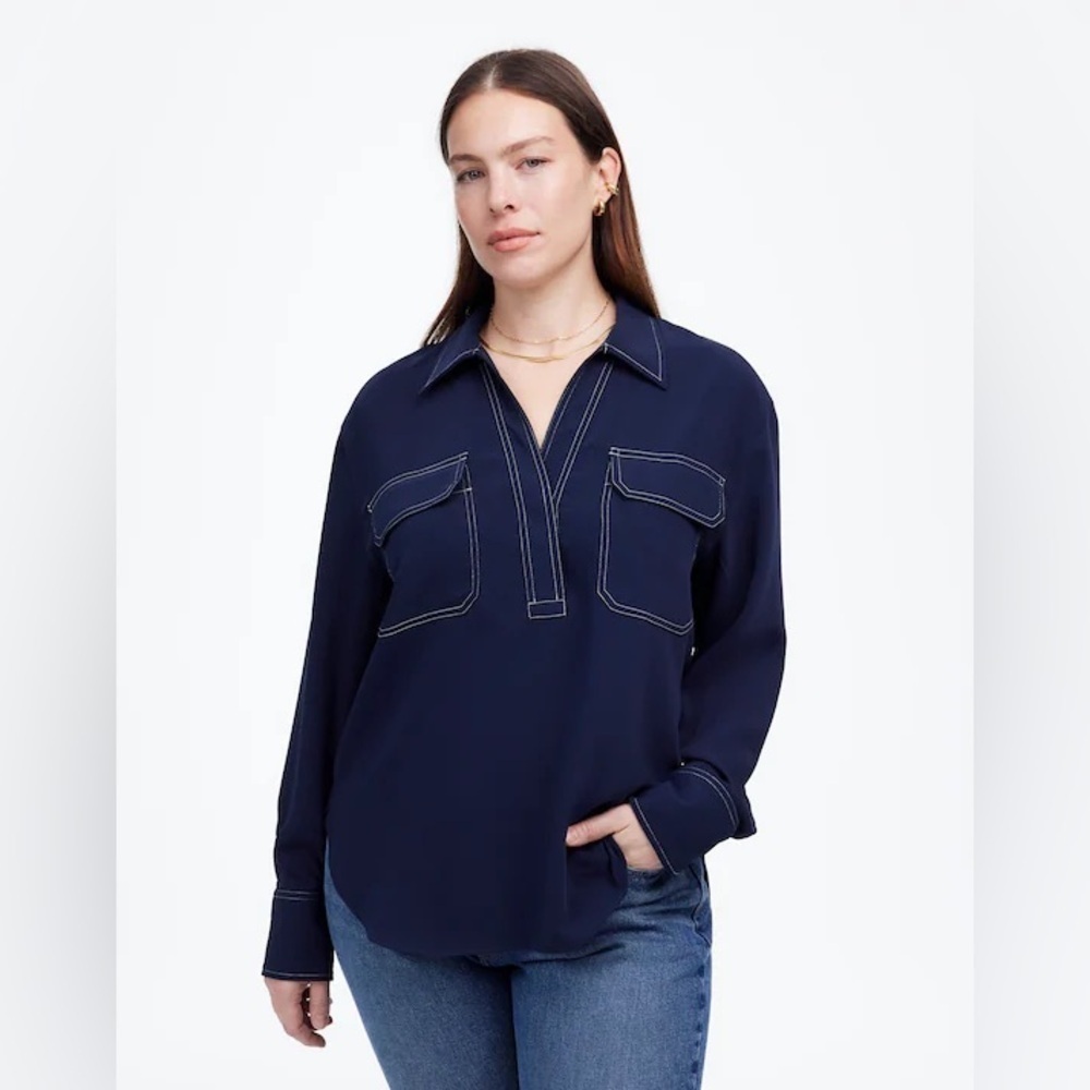 Madewell Contrast-Stitch Popover Shirt XS